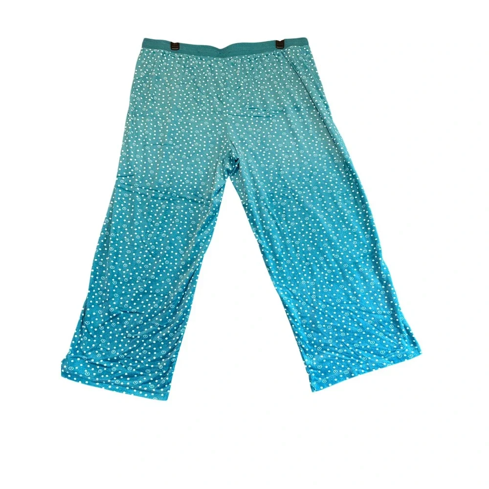 Nautica Pajama Pants Women XXL Teal Excellent Polka Dot Loungewear Drawstring‎